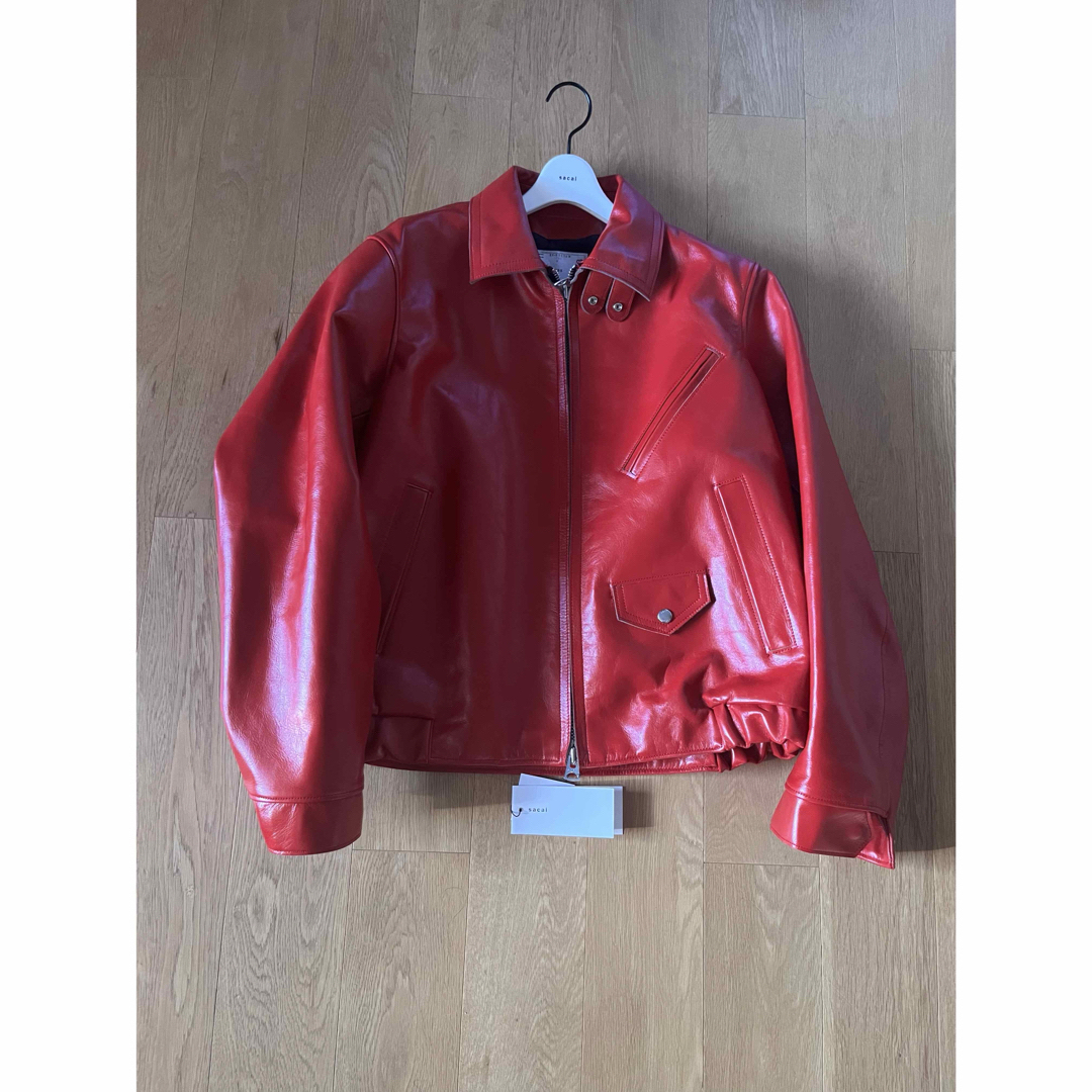 sacai - sacai 25SS Leather Jacket (Red・size 3)の通販 by sacai - sacai 25SS Leather Jacket (Red・size 3)の通販 by