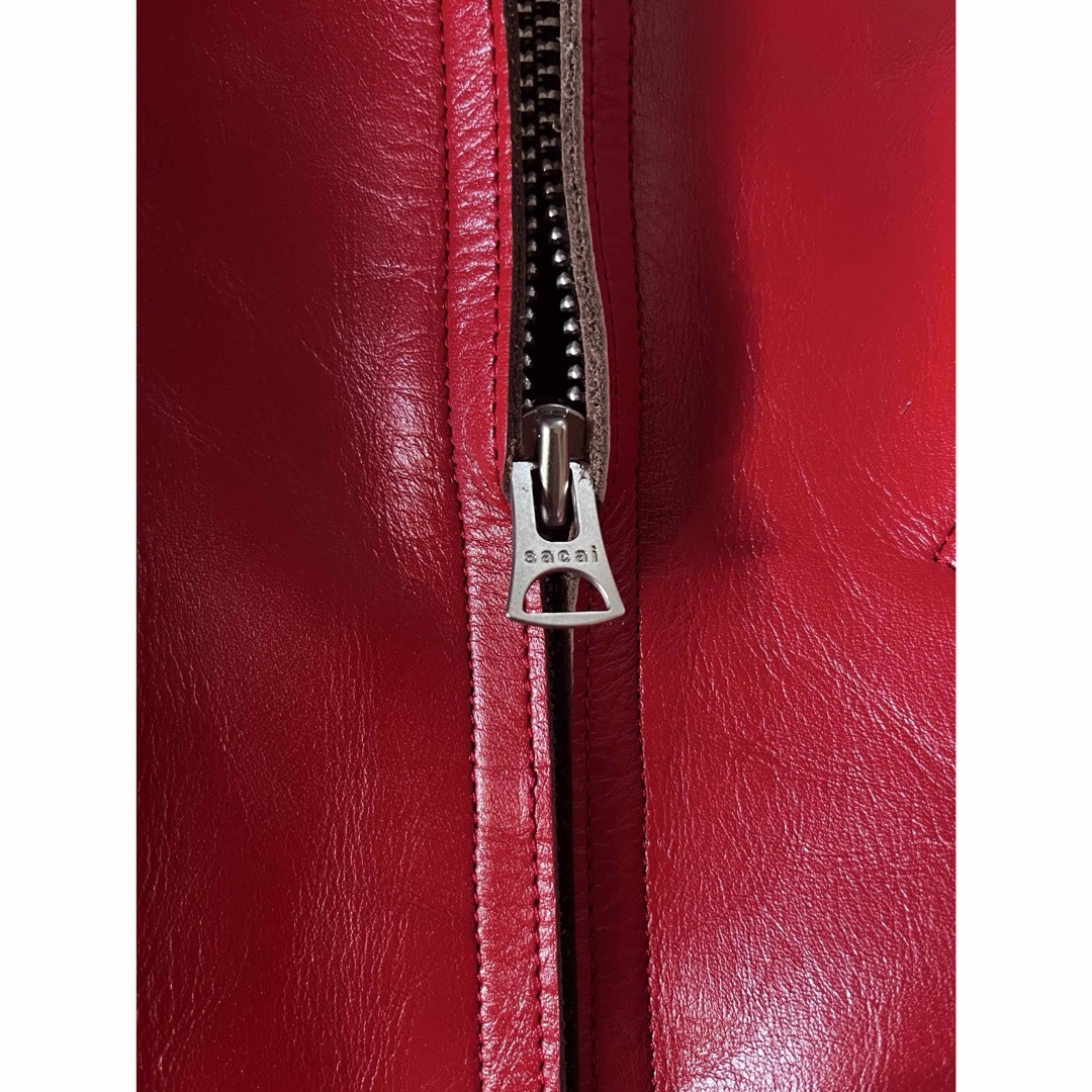 sacai - sacai 25SS Leather Jacket (Red・size 3)の通販 by sacai - sacai 25SS Leather Jacket (Red・size 3)の通販 by