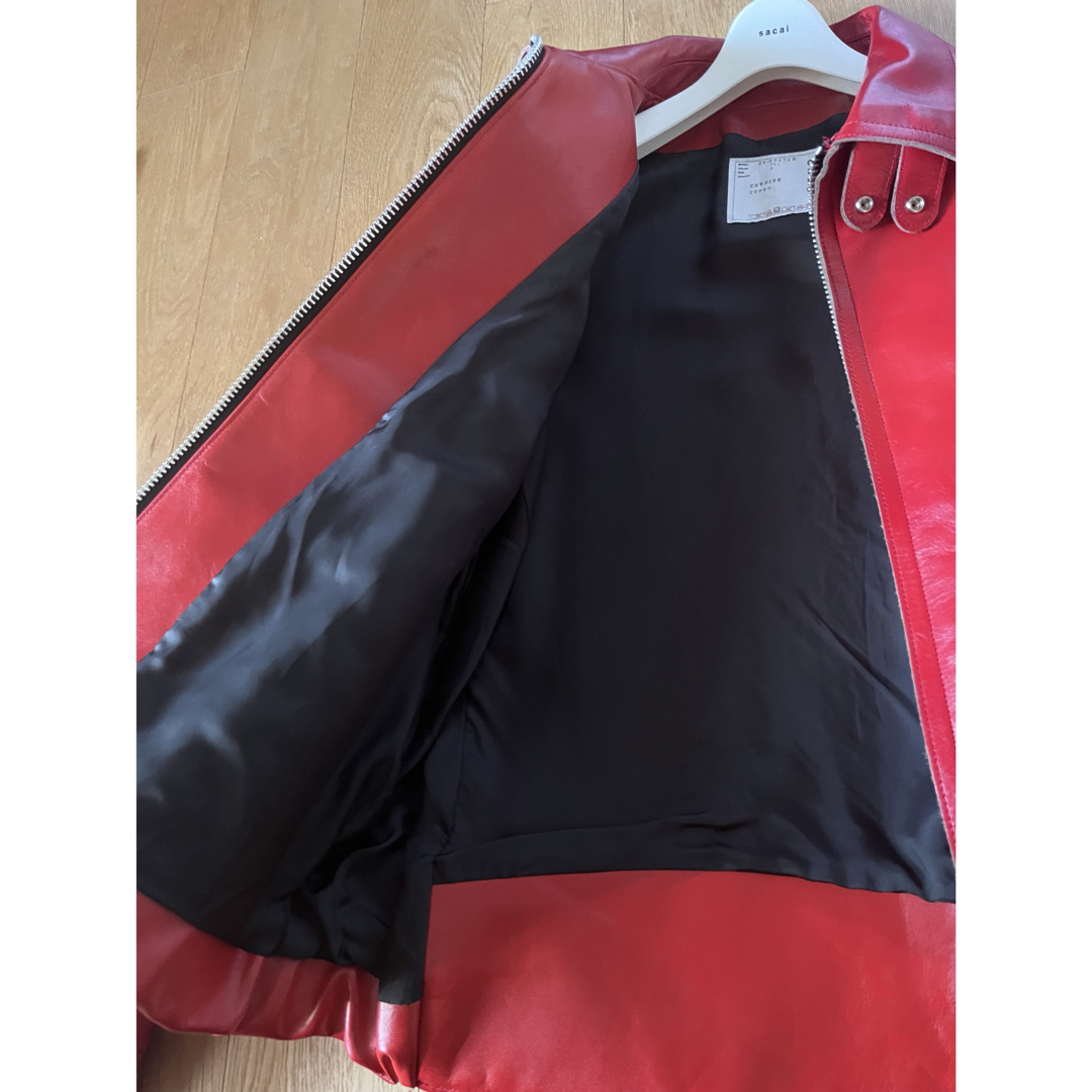 sacai - sacai 25SS Leather Jacket (Red・size 3)の通販 by sacai - sacai 25SS Leather Jacket (Red・size 3)の通販 by