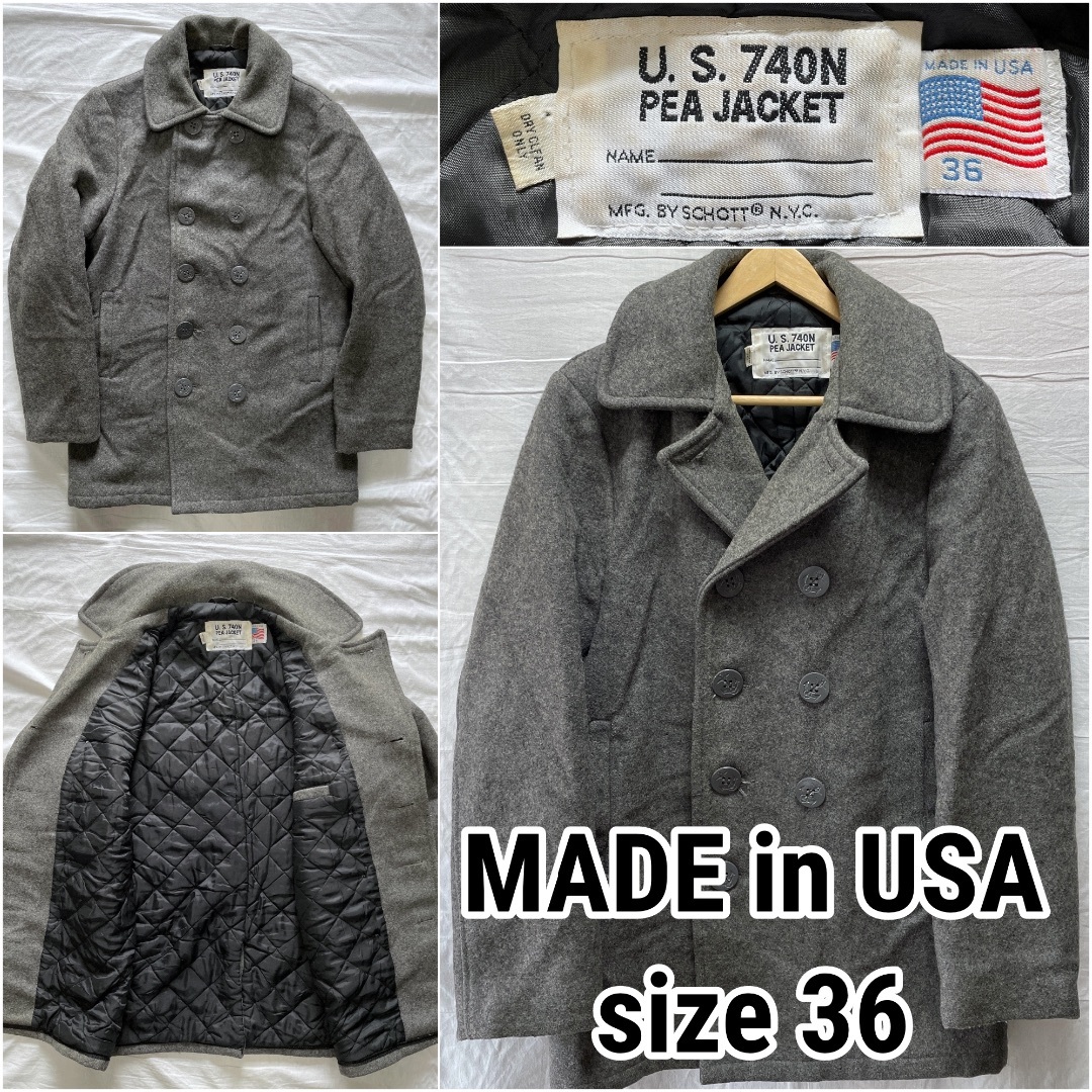 schott - Schott 740N ショット Pコート サイズ36 グレー USA 90 schott - Schott 740N ショット Pコート サイズ36 グレー USA 90