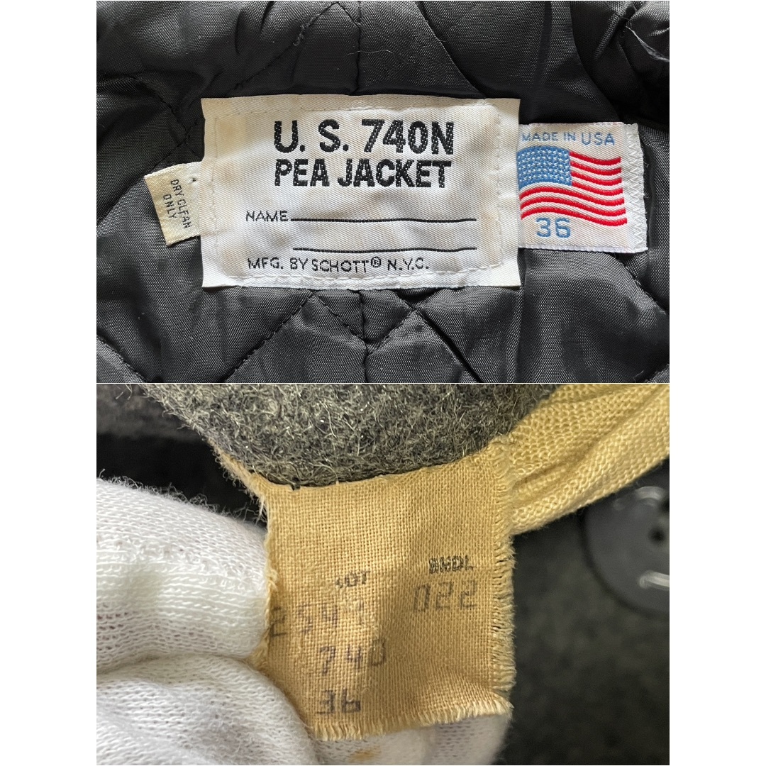 schott - Schott 740N ショット Pコート サイズ36 グレー USA 90 schott - Schott 740N ショット Pコート サイズ36 グレー USA 90