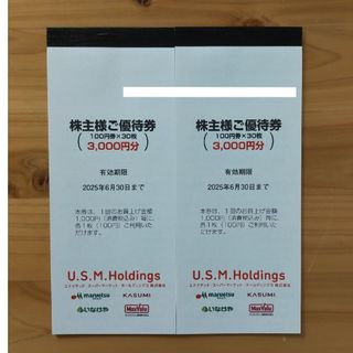 ユナイテッドスーパー (ＵＳＭＨ) 株主優待 6,000円分(ショッピング)