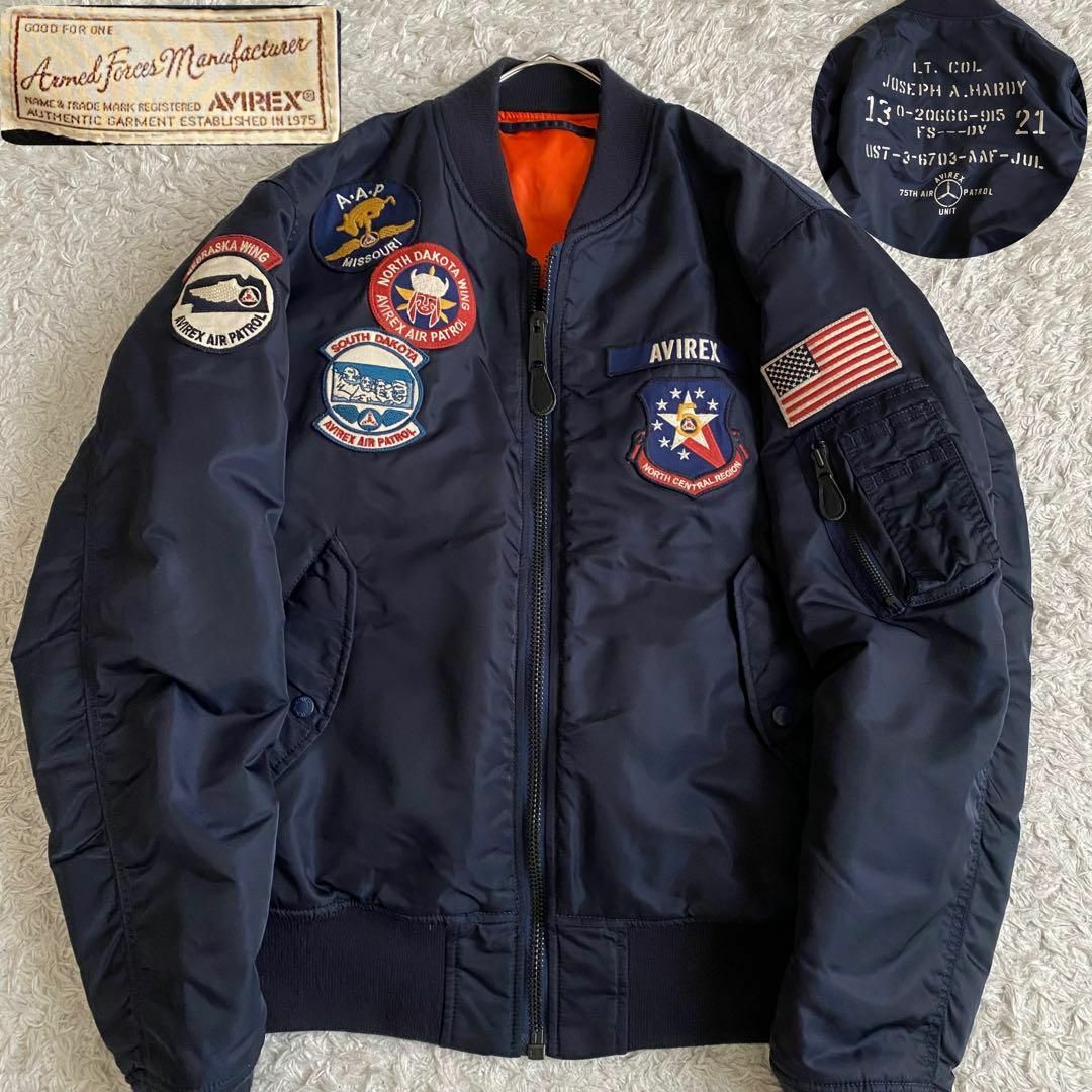 ☆極美品 AVIREX MA-1 フライトジャケット 縦ステッチ 紺 2XL ☆極美品 AVIREX MA-1 フライトジャケット 縦ステッチ 紺 2XL