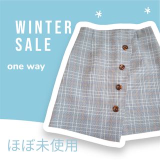 ワンウェイ(one*way)のonewayミニスカート　ほぼ未使用　チェック　1〜2日発送　 グレー系(ミニスカート)