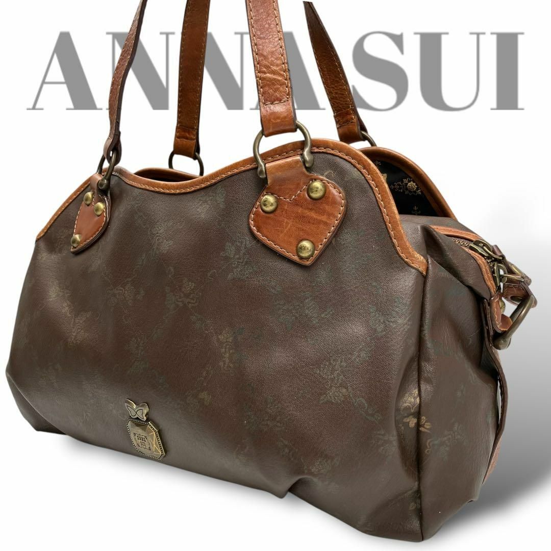 良品◎アナスイ ANNASUI トートバッグ 本革 茶色 ブラウン 良品◎アナスイ ANNASUI トートバッグ 本革 茶色 ブラウン