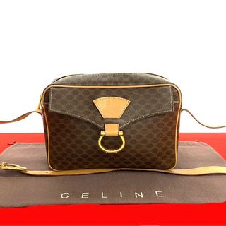 セリーヌ(CELINE)の極 美品 希少品 CELINE セリーヌ ヴィンテージ マカダム ブラゾン トリオンフ ロゴ 柄 レザー 本革 ショルダーバッグ ポシェット茶  221-2(ショルダーバッグ)