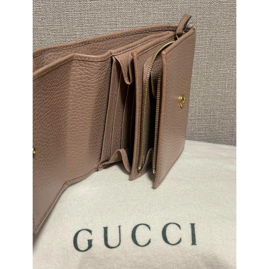 GUCCI グッチ 二つ折り財布 L字ファスナー ピンクベージュ GUCCI グッチ 二つ折り財布 L字ファスナー ピンクベージュ