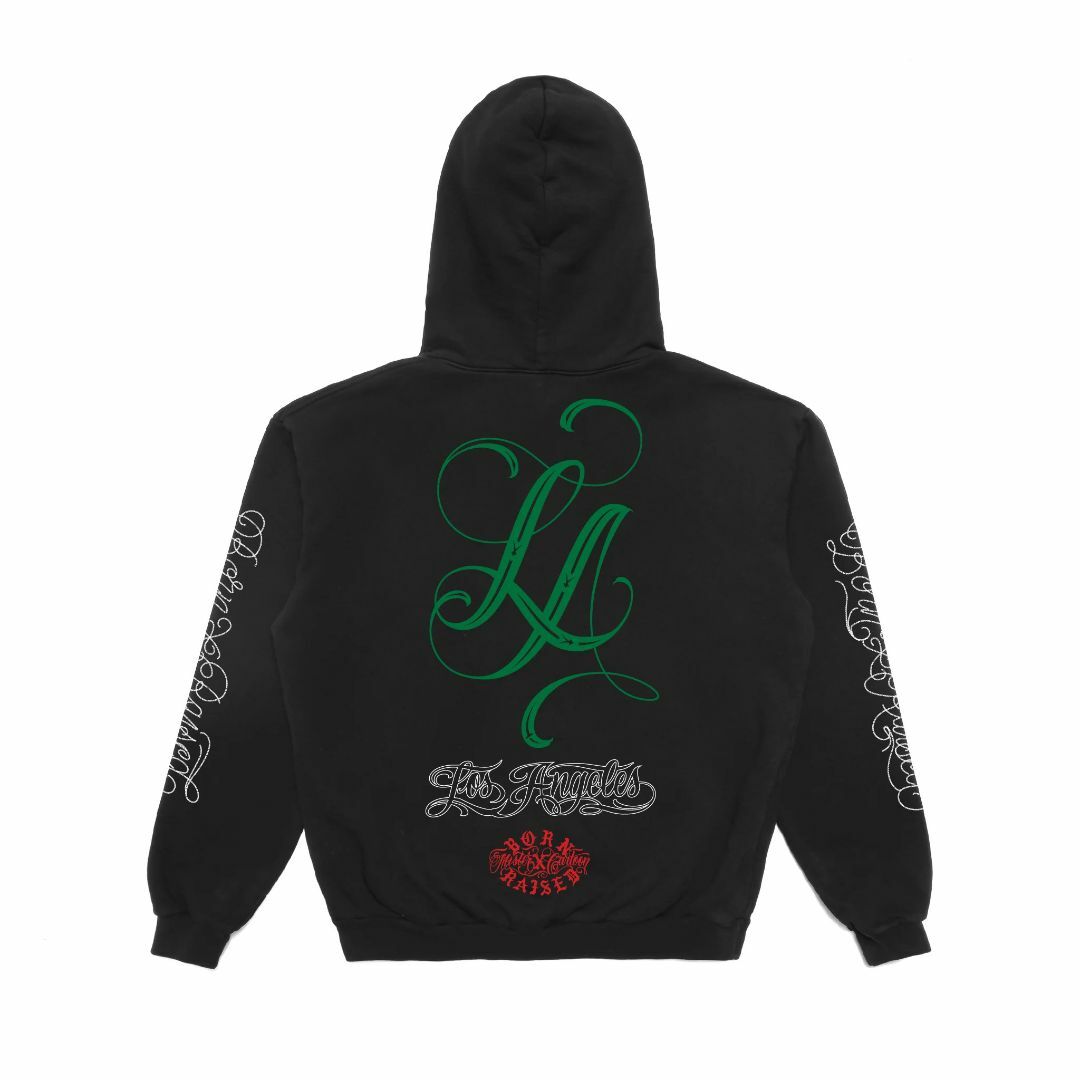 MR CARTOON BORN RAISED LA HOODIE BLACK 黒 MR CARTOON BORN RAISED LA HOODIE BLACK 黒