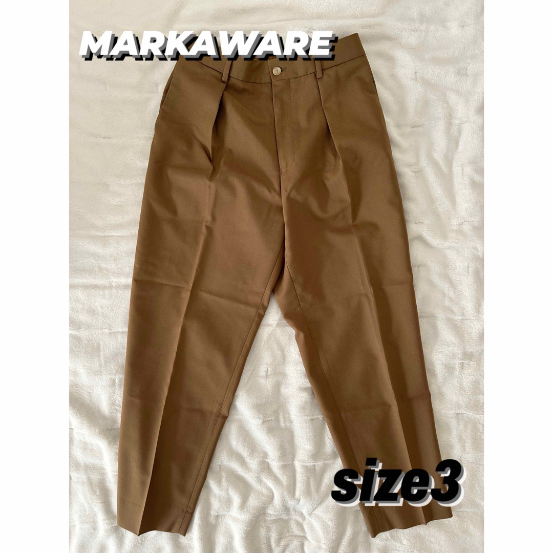 MARKAWARE】FRONT PLEATS PEGTOP ブラウンsize3 スラックス MARKAWARE】FRONT PLEATS PEGTOP ブラウンsize3 スラックス