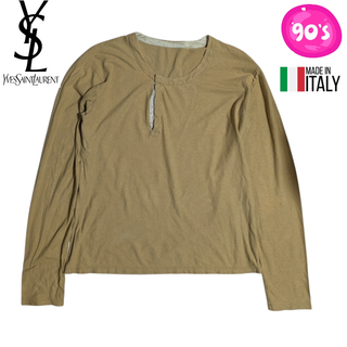 イヴサンローラン(Yves Saint Laurent)のYSL YVES SAINT LAURENT コットン シルク ヘンリーネックT(Tシャツ/カットソー(七分/長袖))