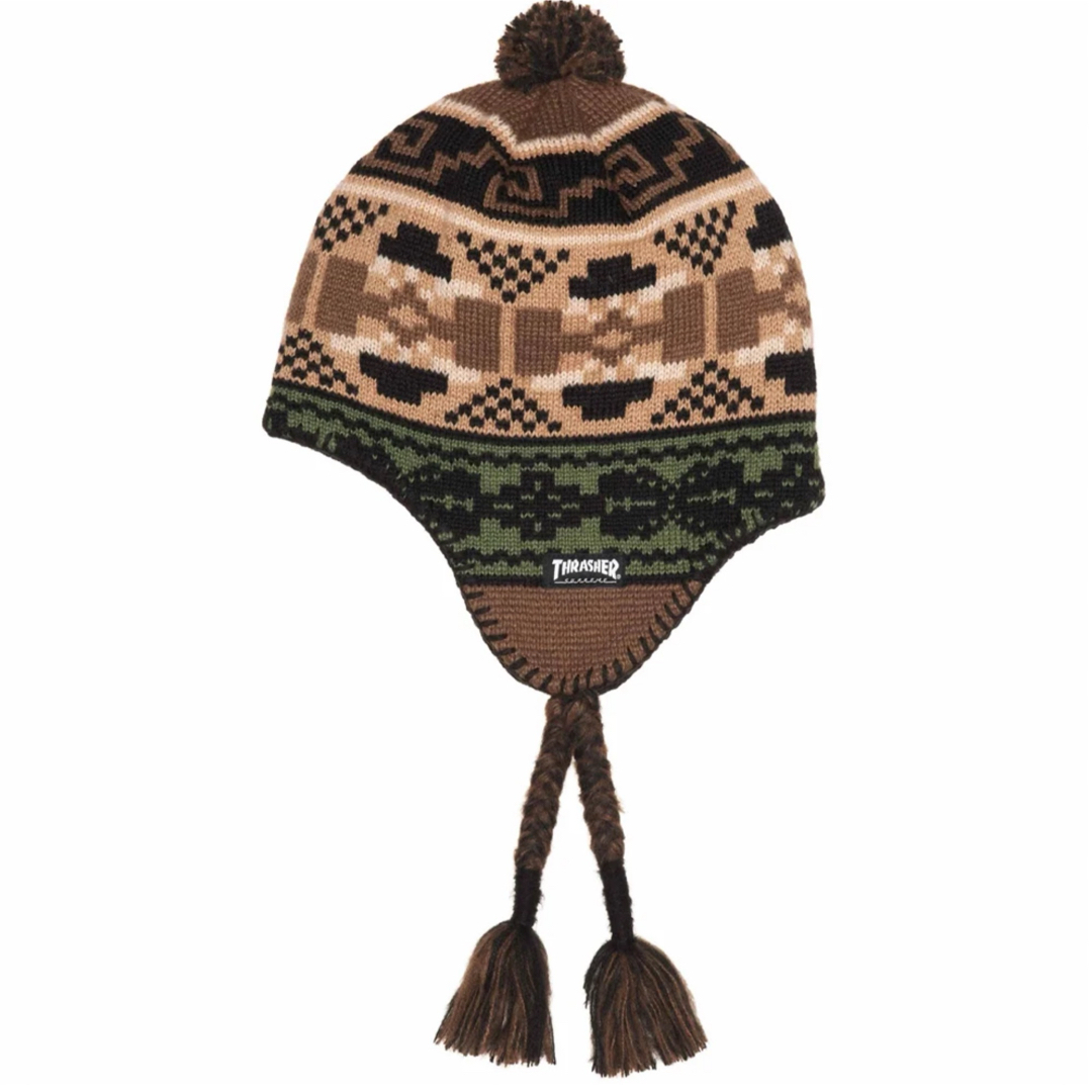 Supreme - Supreme Thrasher Earflap Beanie スラッシャー 茶の Supreme - Supreme Thrasher Earflap Beanie スラッシャー 茶の