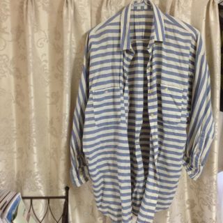 ジーユー(GU)の水色ボーダーシャツ(シャツ/ブラウス(長袖/七分))