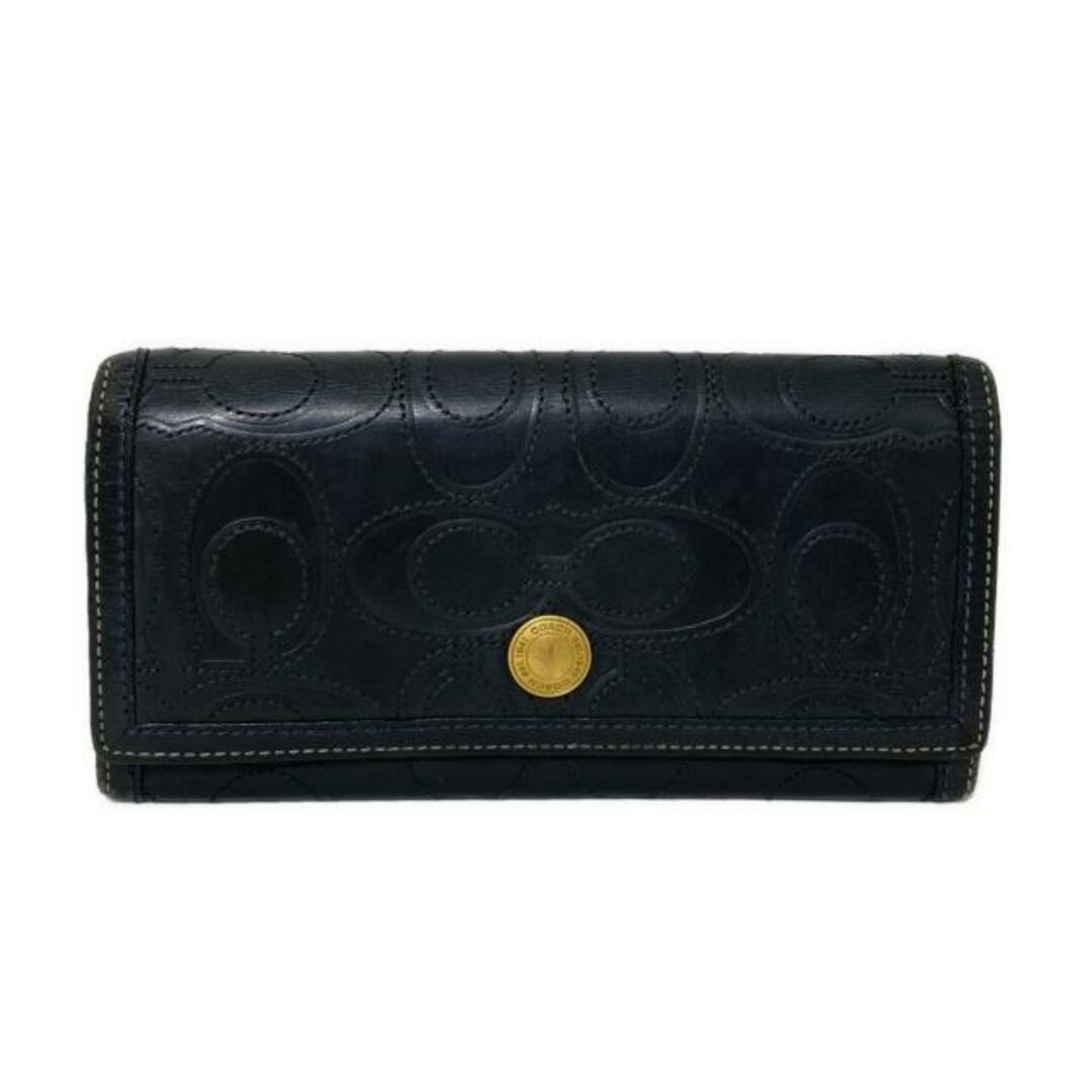 COACH - COACH(コーチ) 長財布 シグネチャー柄 黒 ステッチ COACH - COACH(コーチ) 長財布 シグネチャー柄 黒 ステッチ