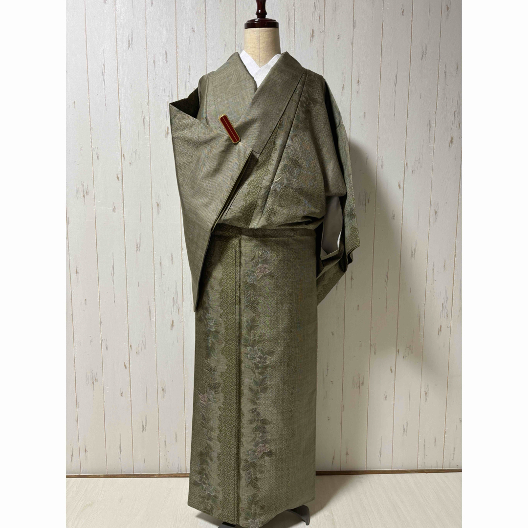 汕頭刺繍の大島紬 m4103 着物 汕頭刺繍の大島紬 m4103 着物
