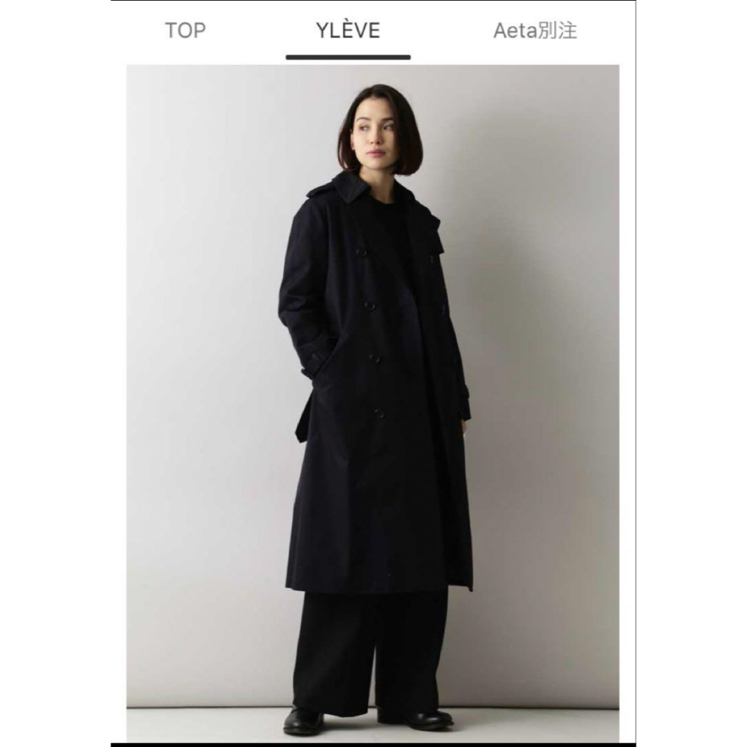 美品】YLEVEネイビートレンチコート 美品】YLEVEネイビートレンチコート