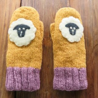 新品　ミトン手袋　ヒツジ　羊　エスニック　アジアン　防寒　暖　おしゃれ　R143(手袋)
