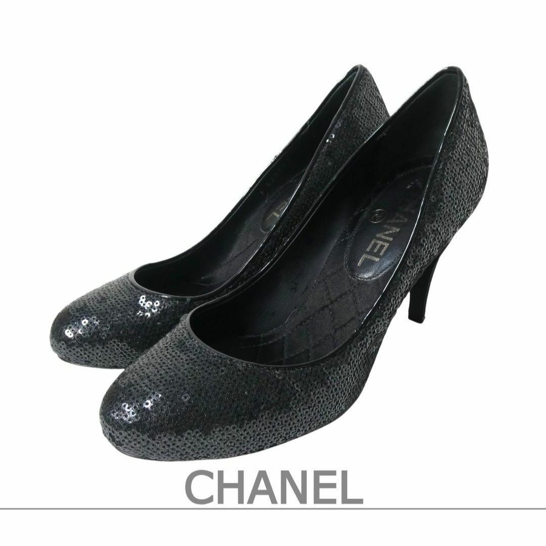 CHANEL ココマーク スパンコール ラウンドトゥ ハイヒール パンプス CHANEL ココマーク スパンコール ラウンドトゥ ハイヒール パンプス