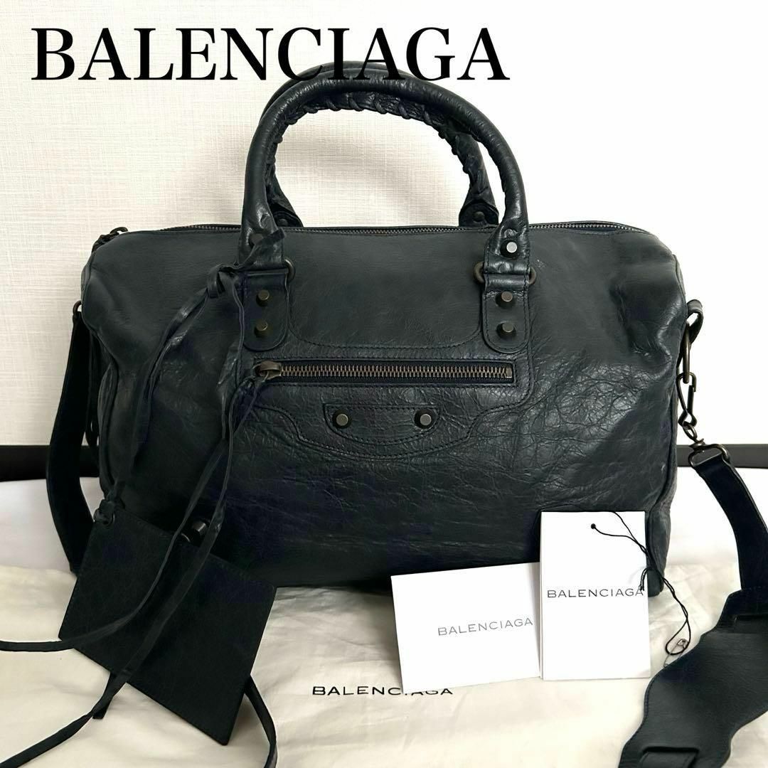 □2way□BALENCIAGA ハンドバッグ ショルダー シティ レザー 黒 □2way□BALENCIAGA ハンドバッグ ショルダー シティ レザー 黒