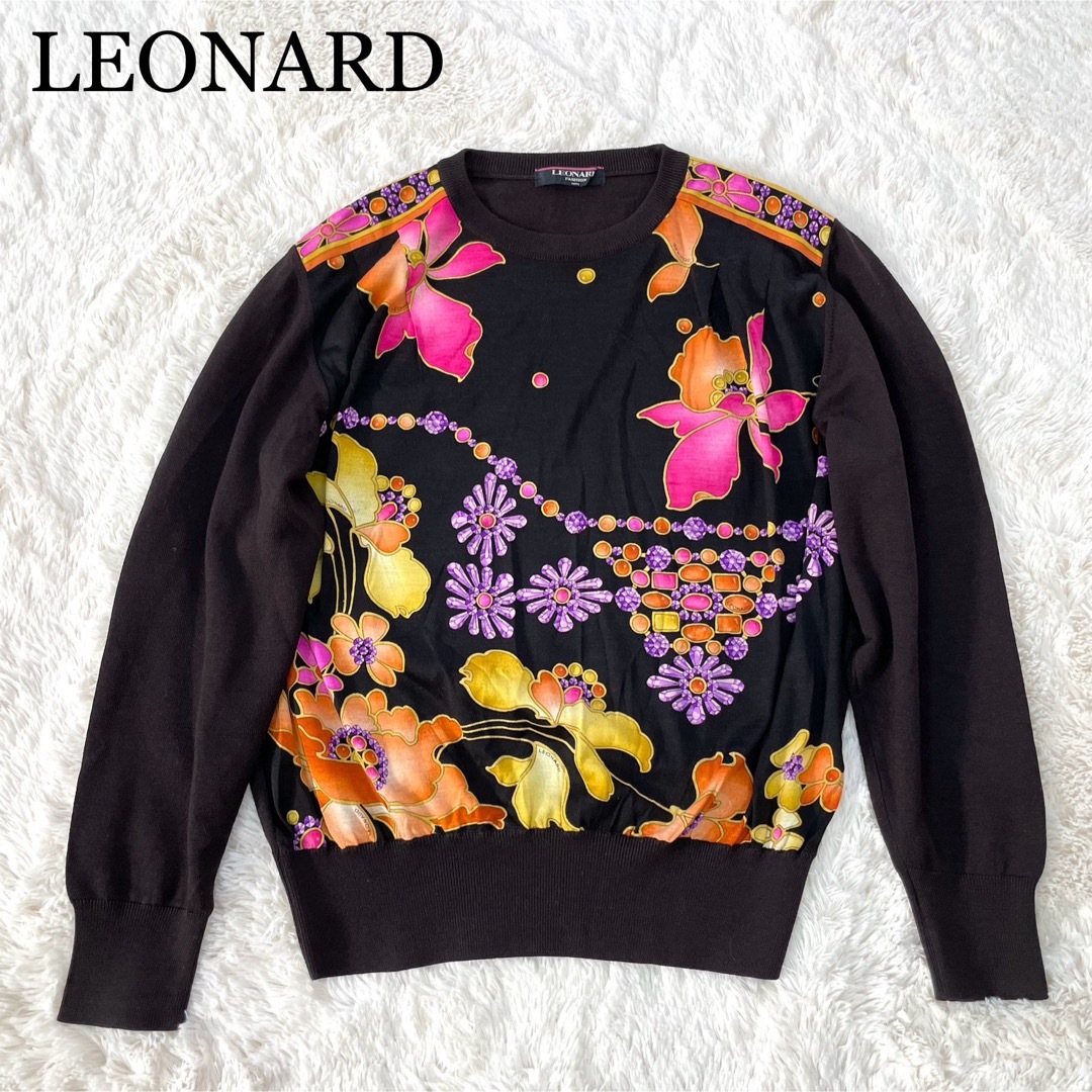 美品✨LEONARD レオナール シルク混 セーター ニット カットソー 美品✨LEONARD レオナール シルク混 セーター ニット カットソー