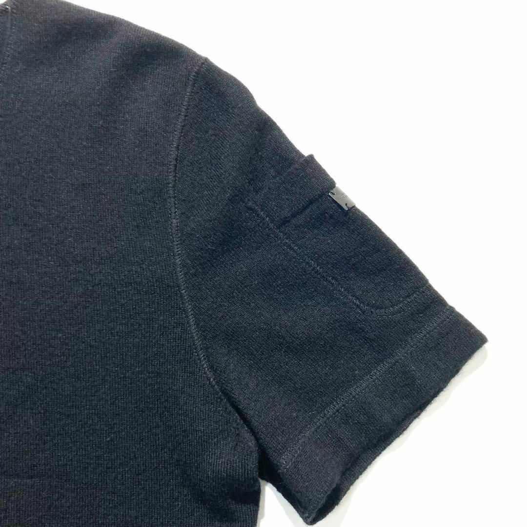 美品】CHANEL ニット 半袖 ブラック カシミヤ100% 型押しロゴ 38 美品】CHANEL ニット 半袖 ブラック カシミヤ100% 型押しロゴ 38