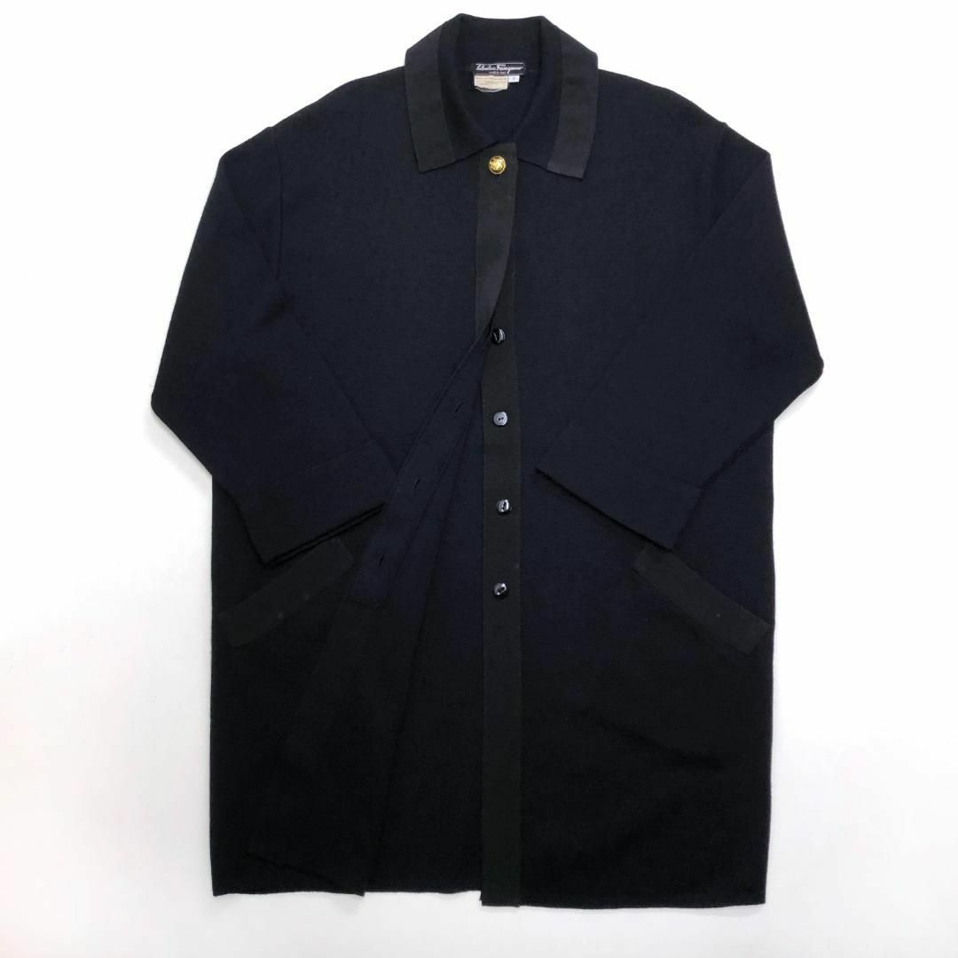 ☆美品☆サルヴァトーレ・フェラガモ ニット コート ロング 黒 S ☆美品☆サルヴァトーレ・フェラガモ ニット コート ロング 黒 S