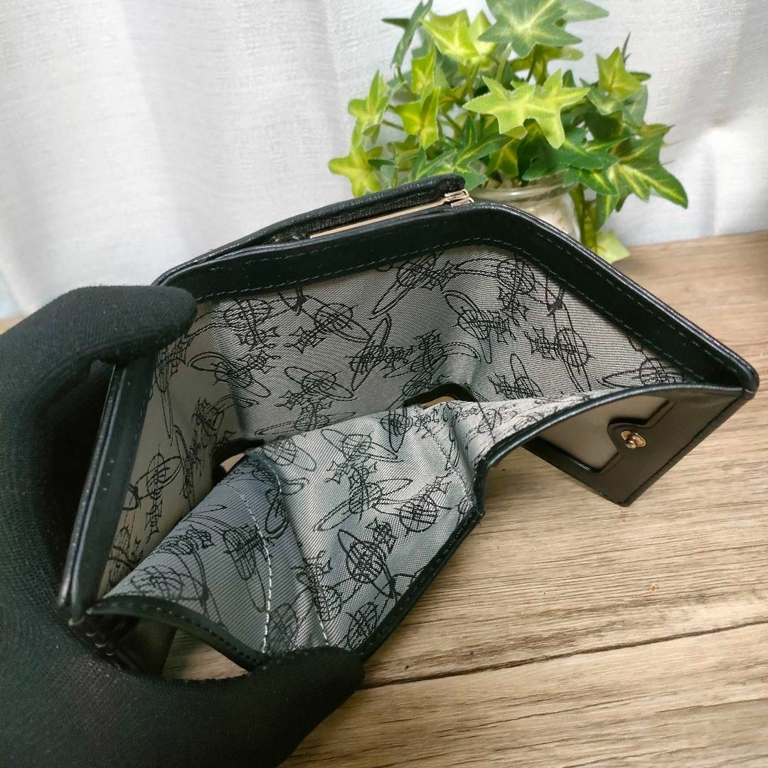 Vivienne Westwood 三つ折り財布 がま口 ブラック オーブ 金黒
