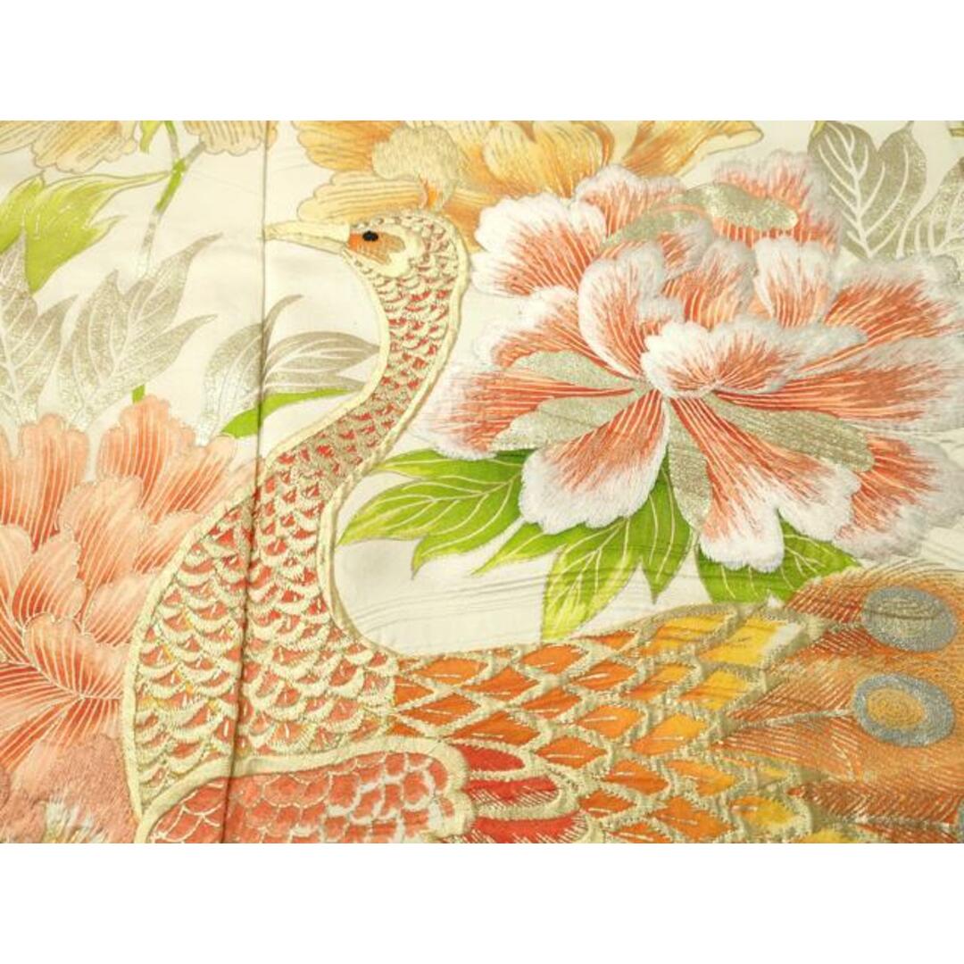 平和屋着物□豪華振袖 刺繍 孔雀花文 金銀彩 正絹 逸品 平和屋着物□豪華振袖 刺繍 孔雀花文 金銀彩 正絹 逸品