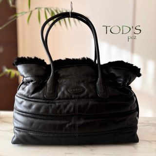 TOD'S - 超美品 TOD'Sトッズ フォックスファー レザートート TOD'S - 超美品 TOD'Sトッズ フォックスファー レザートート