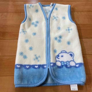 スリーパー　ミニかいまき毛布　クマ柄　白　水色(パジャマ)