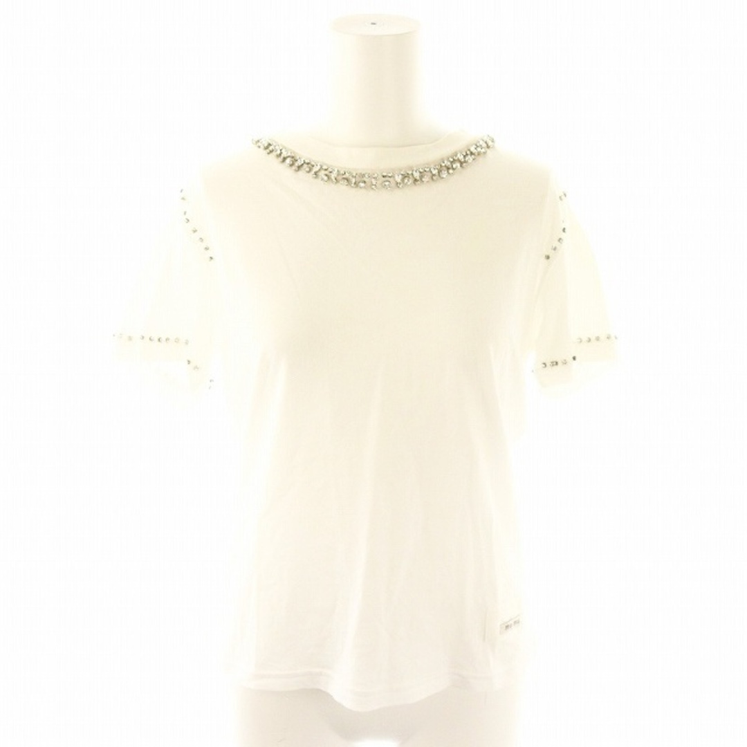 MIU MIU - ミュウミュウ miumiu ビジューTシャツ カットソー MIU MIU - ミュウミュウ miumiu ビジューTシャツ カットソー