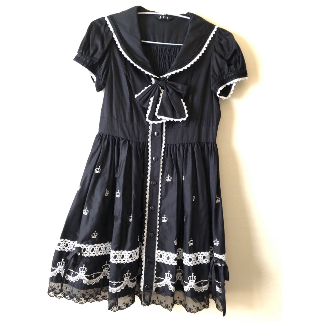 Black Peace Now】王冠刺繍・黒ワンピース 同柄ドロワーズ 白 Black Peace Now】王冠刺繍・黒ワンピース 同柄ドロワーズ 白