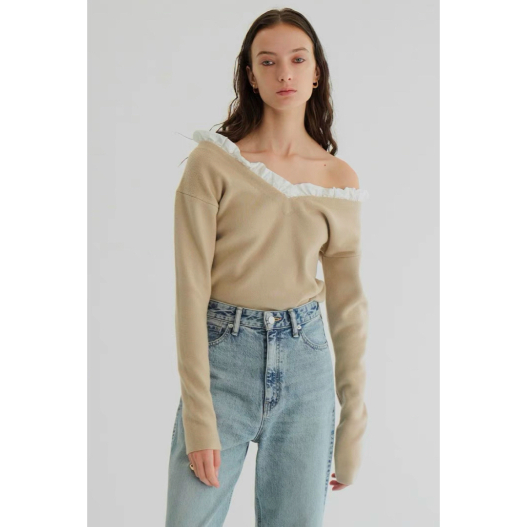CLANE♡ 2WAY FRILL V NECK KNIT TOPS CLANE♡ 2WAY FRILL V NECK KNIT TOPS