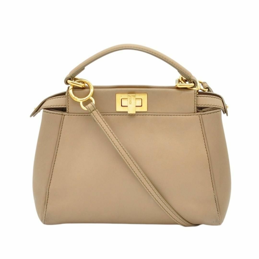 FENDI - Fendi ミニ ピーカブー ベージュ レザー 2way FENDI - Fendi ミニ ピーカブー ベージュ レザー 2way