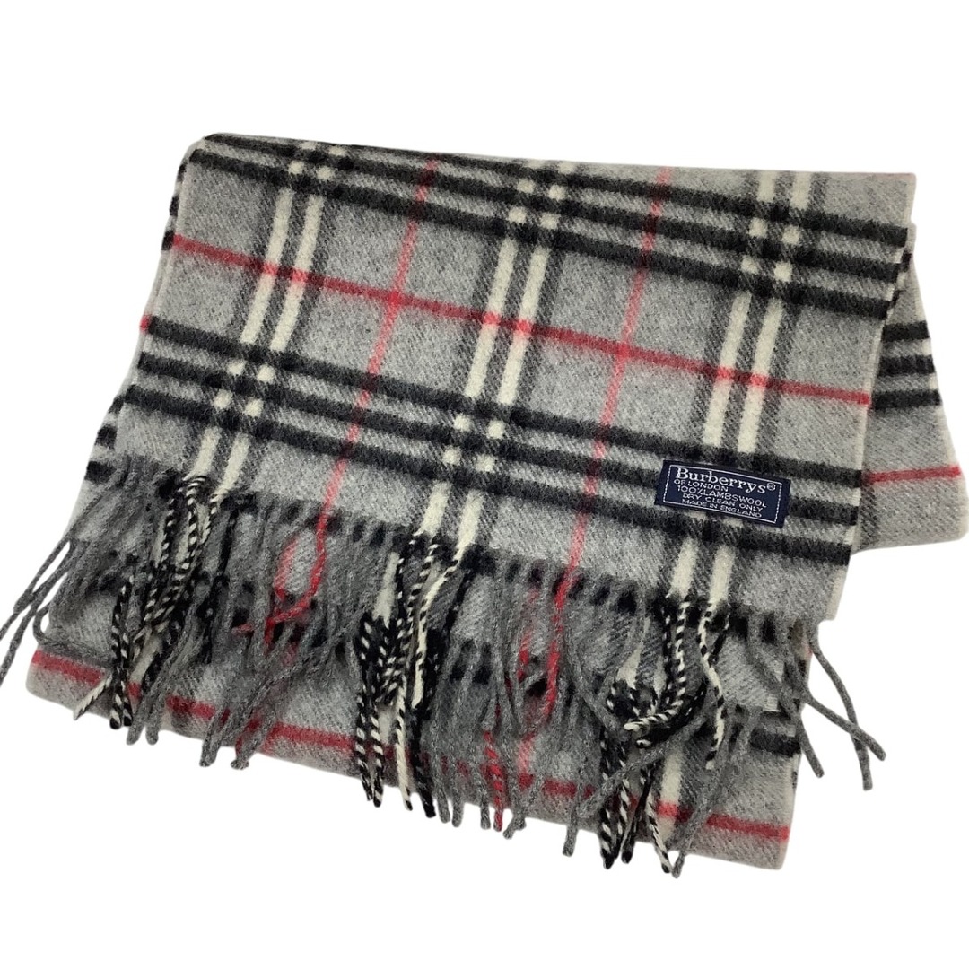 ♪♪BURBERRY バーバリー マフラー チェック ラムウール グレー ♪♪BURBERRY バーバリー マフラー チェック ラムウール グレー