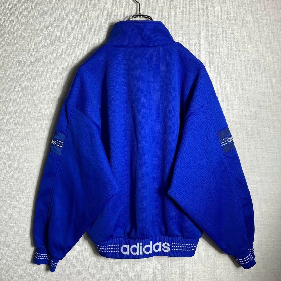 90s】アディダス 刺繍ロゴ トラックジャケット ジャージ 青 L 90s】アディダス 刺繍ロゴ トラックジャケット ジャージ 青 L