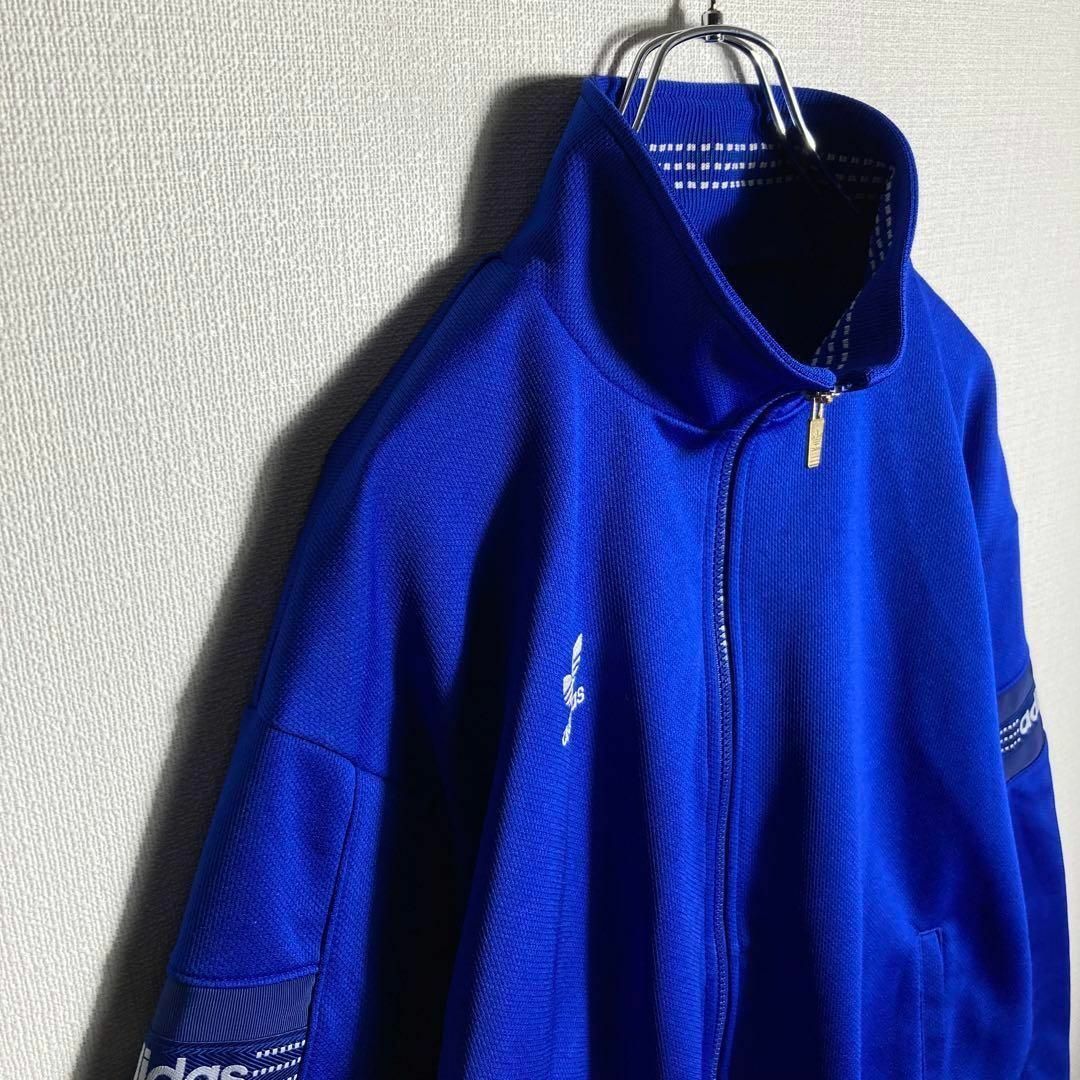 90s】アディダス 刺繍ロゴ トラックジャケット ジャージ 青 L 90s】アディダス 刺繍ロゴ トラックジャケット ジャージ 青 L