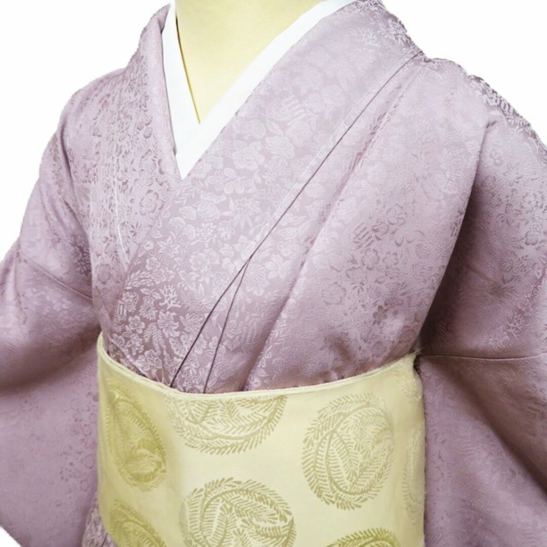 色無地 着物 未使用 袷 カジュアル 紋なし 新小石丸 地模様 源氏花尽 色無地 着物 未使用 袷 カジュアル 紋なし 新小石丸 地模様 源氏花尽