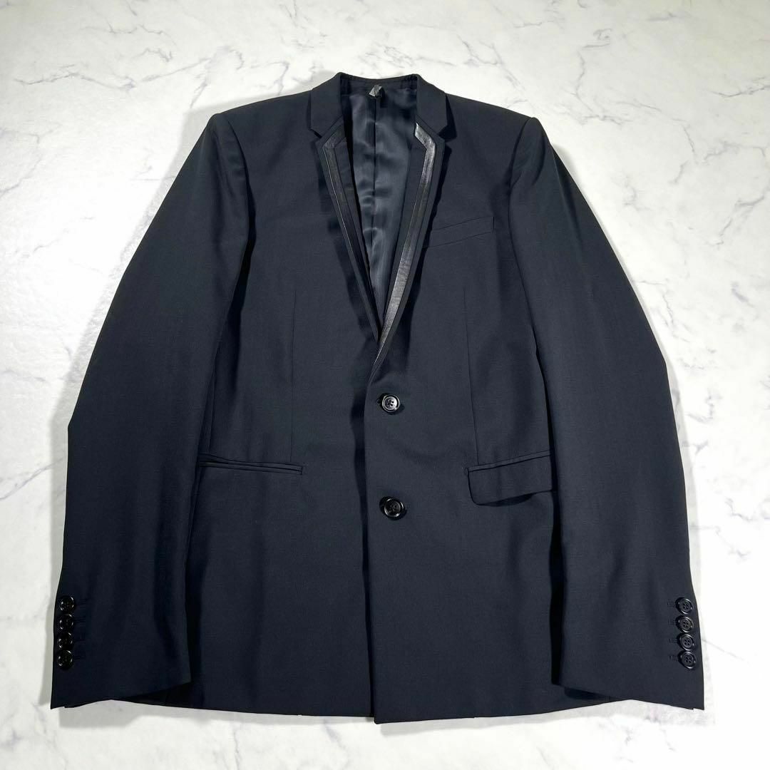 極美品】DIOR HOMME ディオール レザー切り替えテーラードジャケット 極美品】DIOR HOMME ディオール レザー切り替えテーラードジャケット