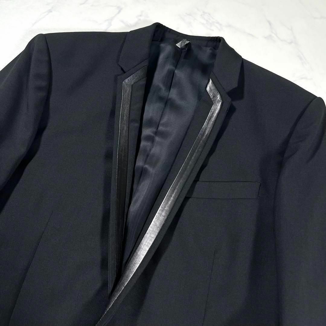 極美品】DIOR HOMME ディオール レザー切り替えテーラードジャケット 極美品】DIOR HOMME ディオール レザー切り替えテーラードジャケット