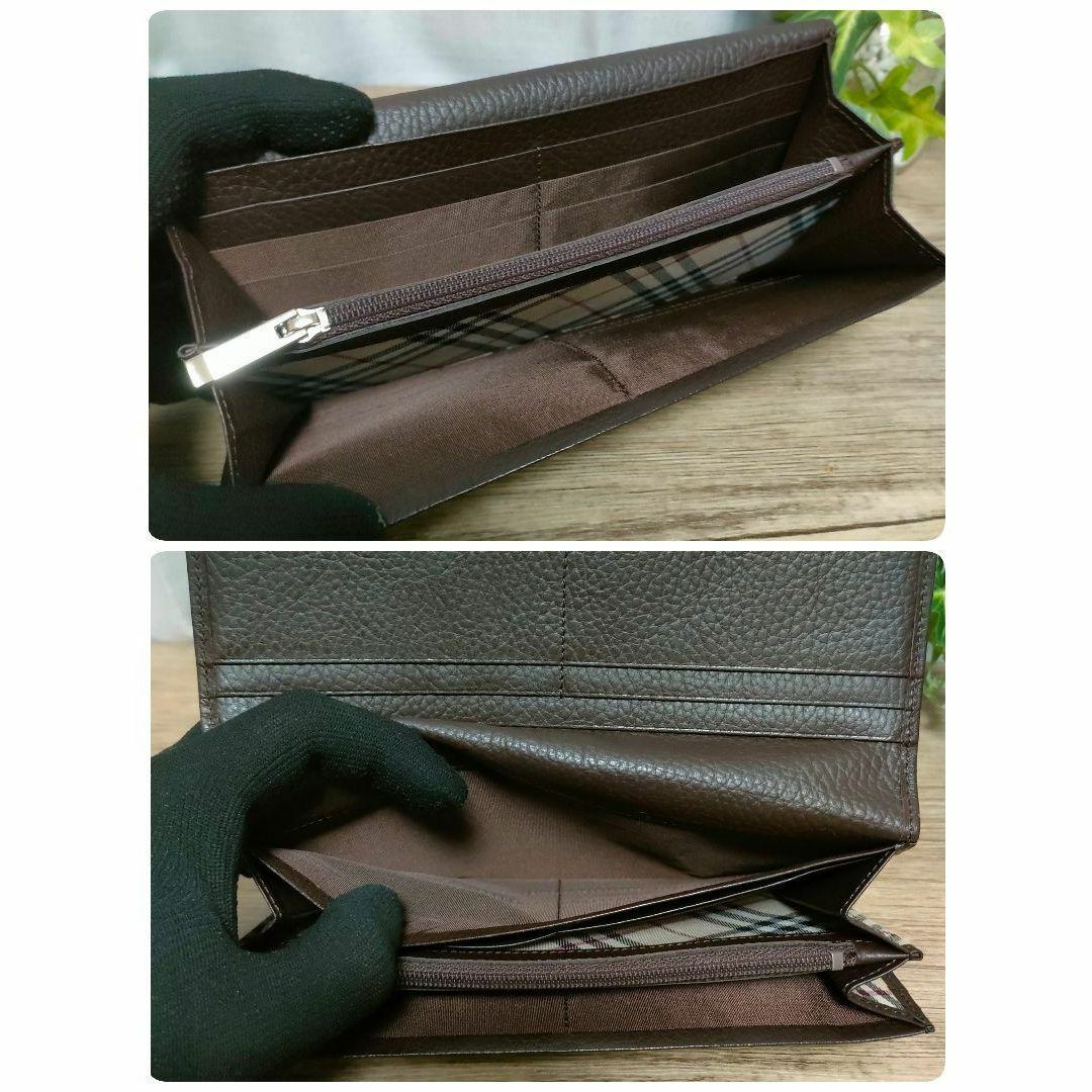 BURBERRY - バーバリー 長財布 オールレザー ブラウン シボ革 BURBERRY - バーバリー 長財布 オールレザー ブラウン シボ革