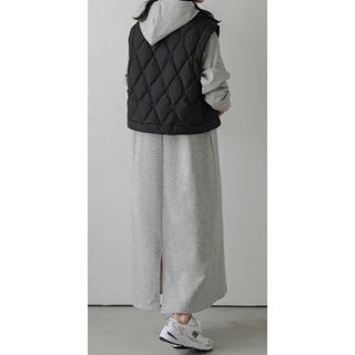 オーバーサイズ　パーカーワンピ　裏毛　杢グレー(ロングワンピース/マキシワンピース)