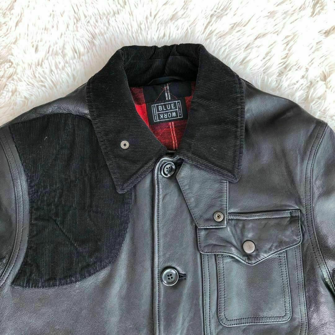 トゥモローランドBLUE WORKラムレザージャケットエルボーパッチ トゥモローランドBLUE WORKラムレザージャケットエルボーパッチ