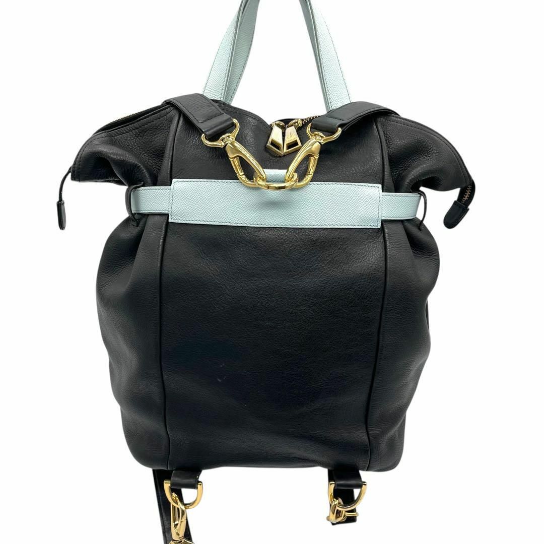 美品 1262 IANNE リュック 2way トートバッグ ベルトデザイン 紺 美品 1262 IANNE リュック 2way トートバッグ ベルトデザイン 紺
