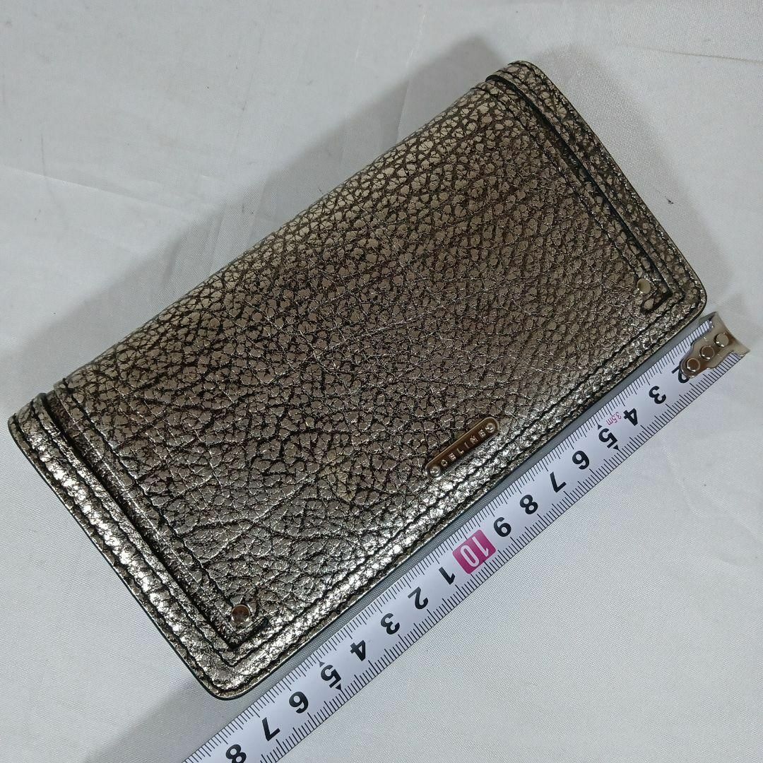 84超美品 セリーヌ 長財布 2つ折り シルバー レザー 収納多 ロゴ 84超美品 セリーヌ 長財布 2つ折り シルバー レザー 収納多 ロゴ