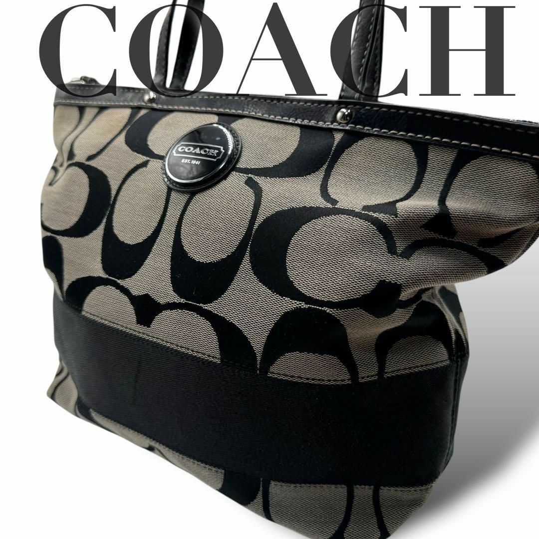 COACH コーチ トートバッグ キャンバス シルバー ブラック COACH コーチ トートバッグ キャンバス シルバー ブラック