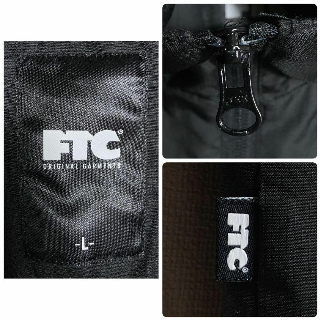 美品】FTC フード付きフルジップナイロンジャケット 人気Lサイズ 黒 美品】FTC フード付きフルジップナイロンジャケット 人気Lサイズ 黒