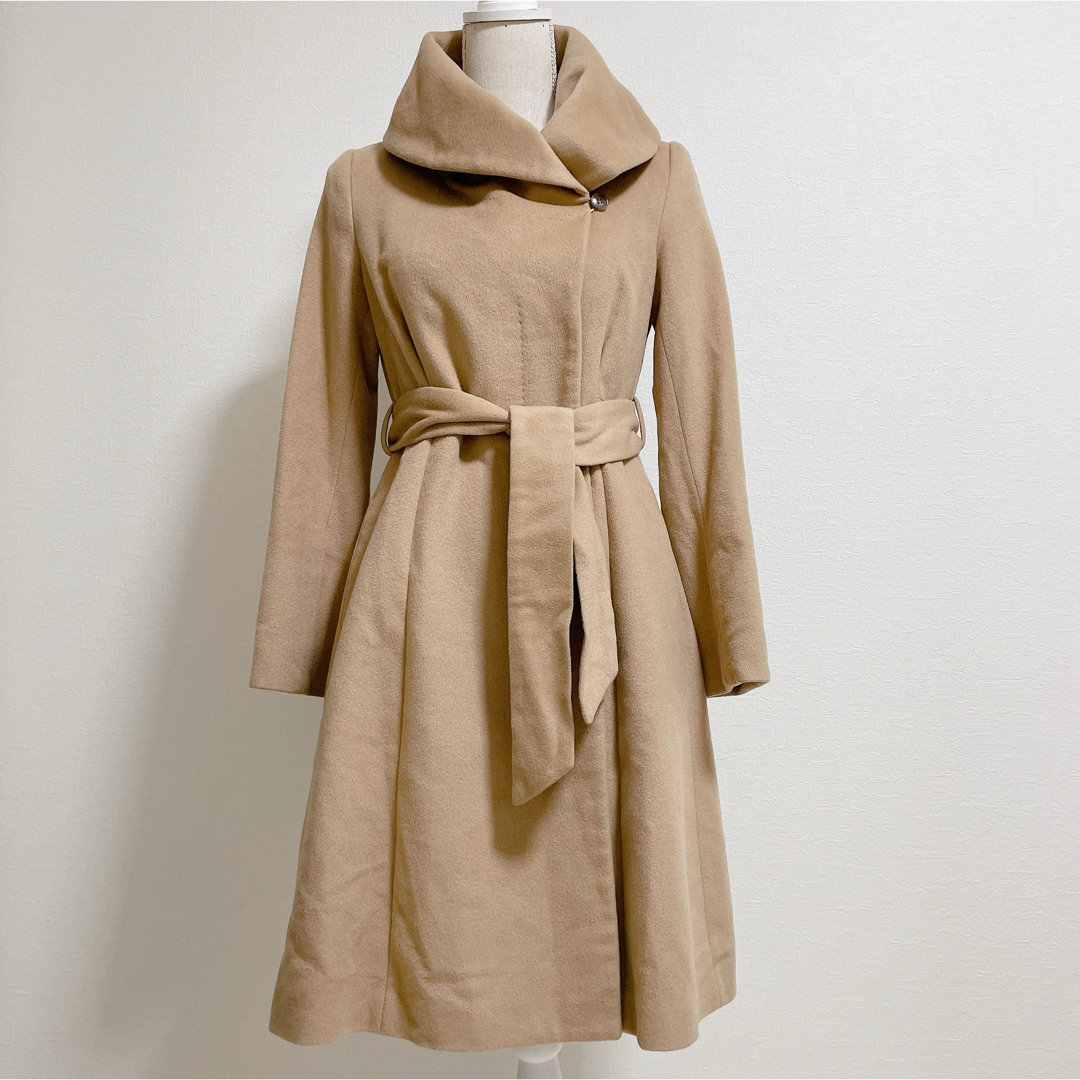 美品】イネド INED ロングコート カシミヤ100% ビッグカラー 美品】イネド INED ロングコート カシミヤ100% ビッグカラー