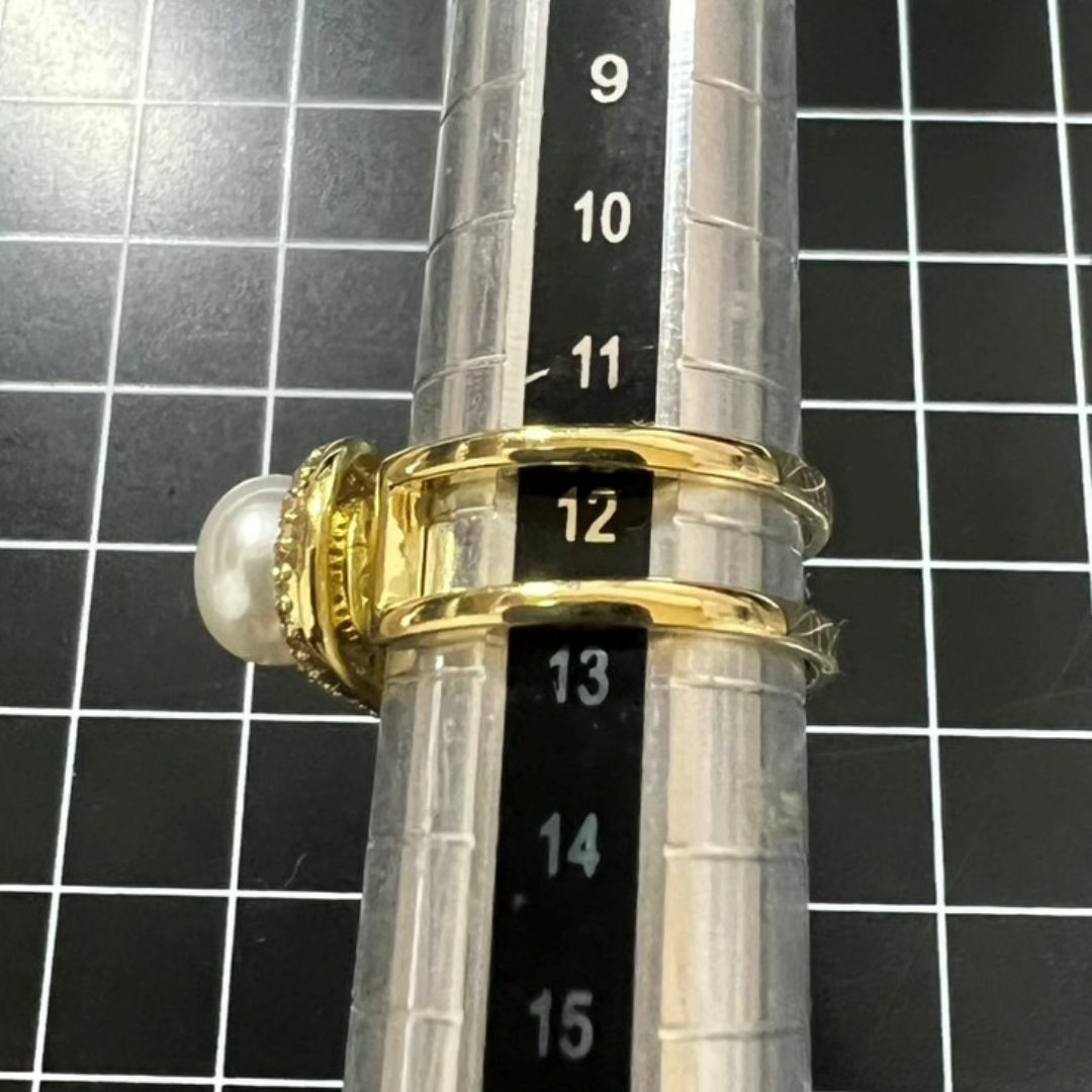 A831 匿名配送 指輪 レディース パール リング ジルコニア ゴールド  レディースのアクセサリー(リング(指輪))の商品写真