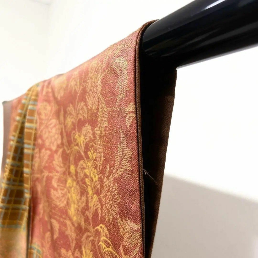 金駒刺繍 刺繍 松 菊花 萩 訪問着 市松模様着物 102a p