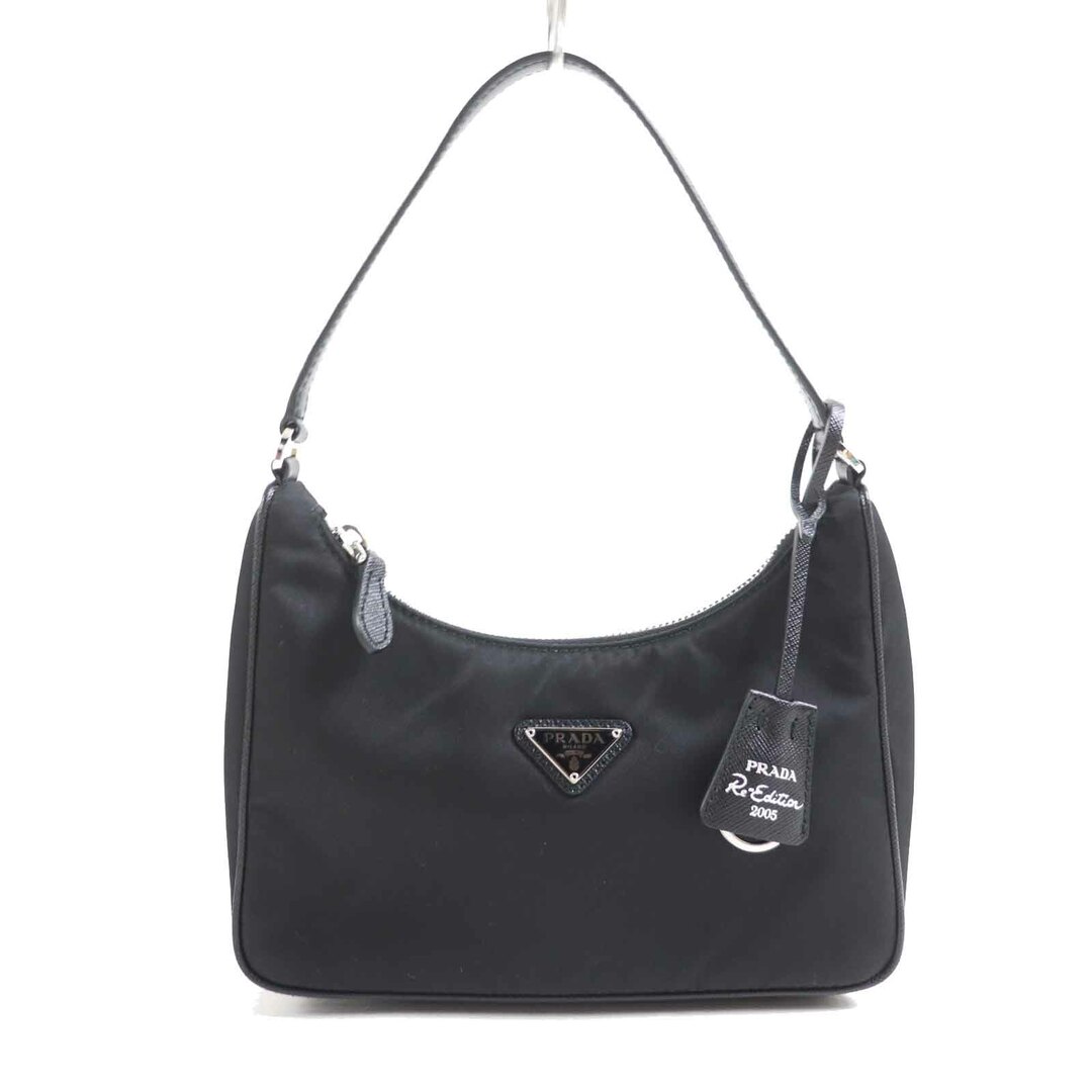 PRADA - 極美品◎PRADA プラダ 1NE204 RE-NYLON RE-EDITION 2005 三角ロゴプレート付き ナイロン サフィアーノレザー ハンドバッグ ブラック シルバー金具 保存袋付き イタリア製 正規品 レディース